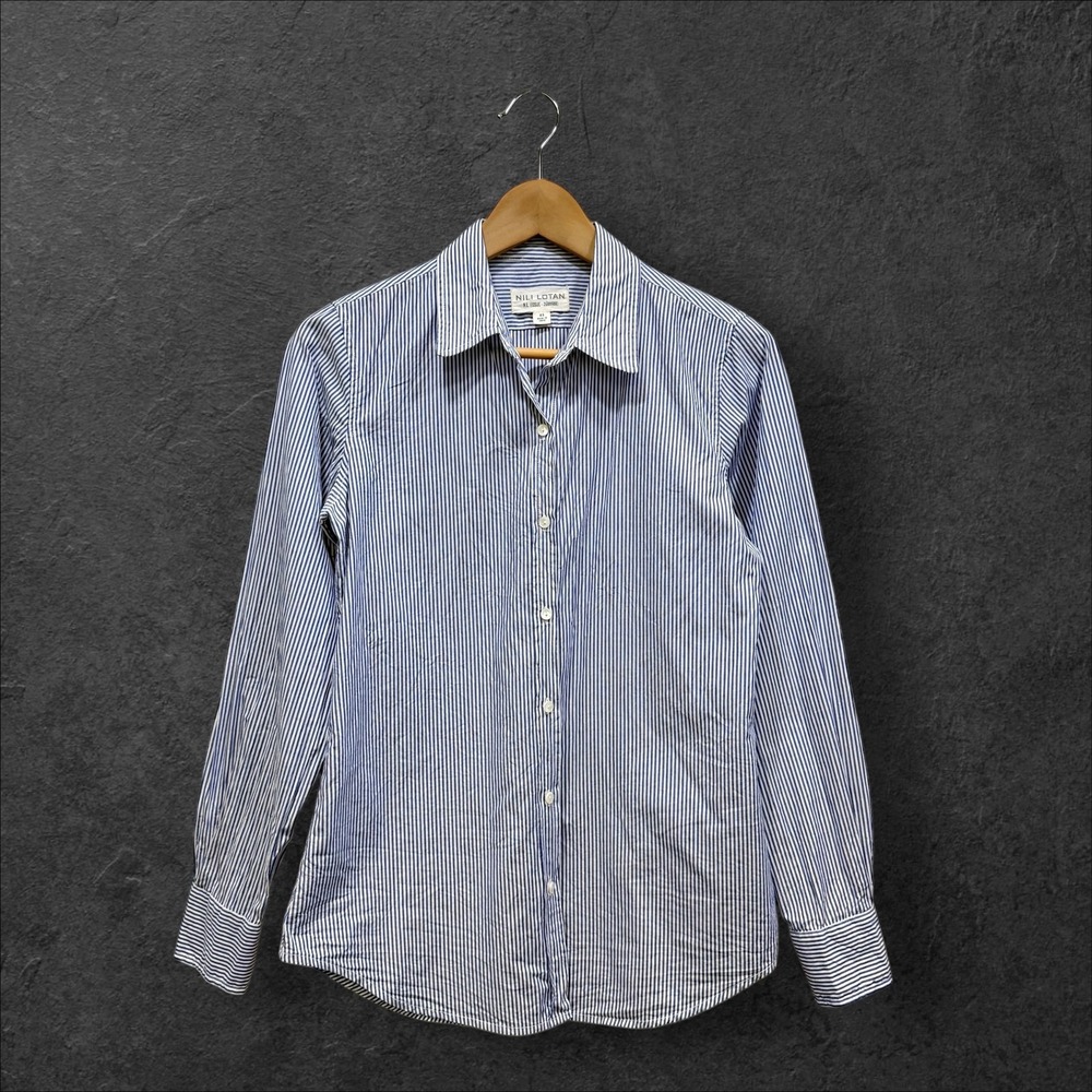 Nili‎ Lotan Womens XS Blue White Striped Cotton Button Down Shirt NL Issue